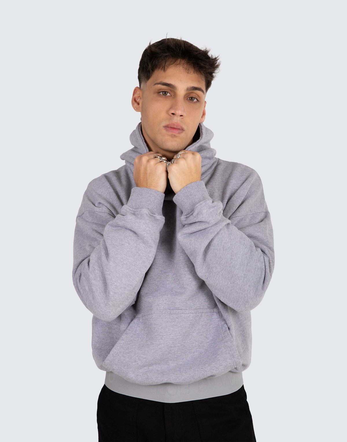 Elasticized oversized hoodie
