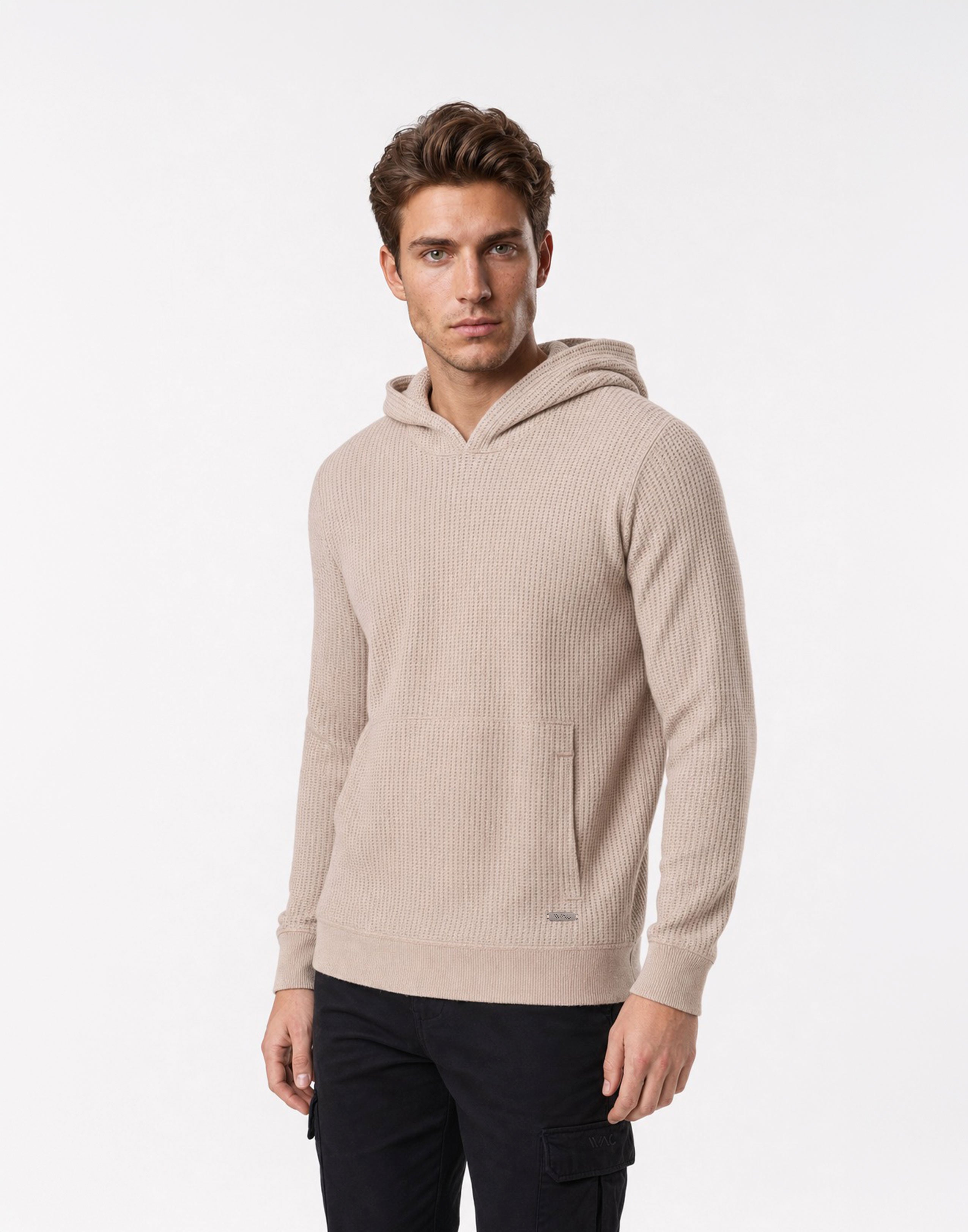 Textured Beige Hoodie