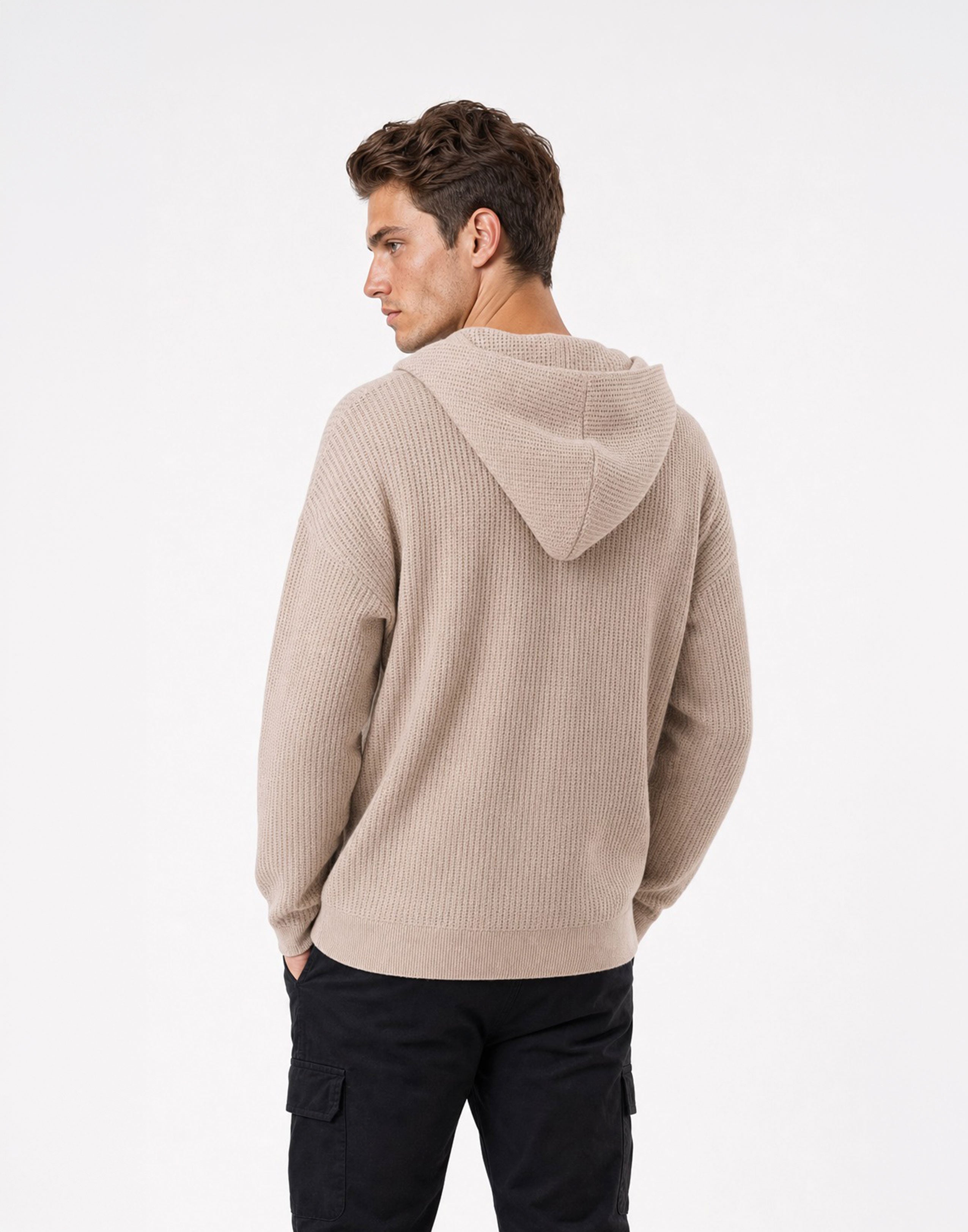Textured Beige Hoodie