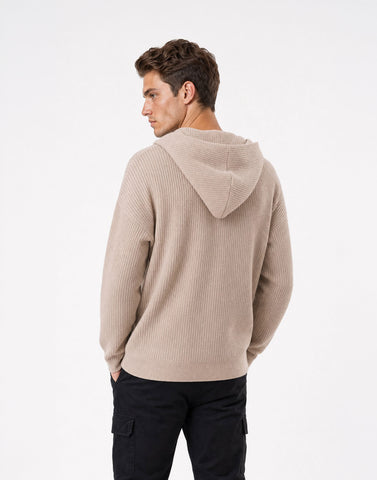Textured Beige Hoodie